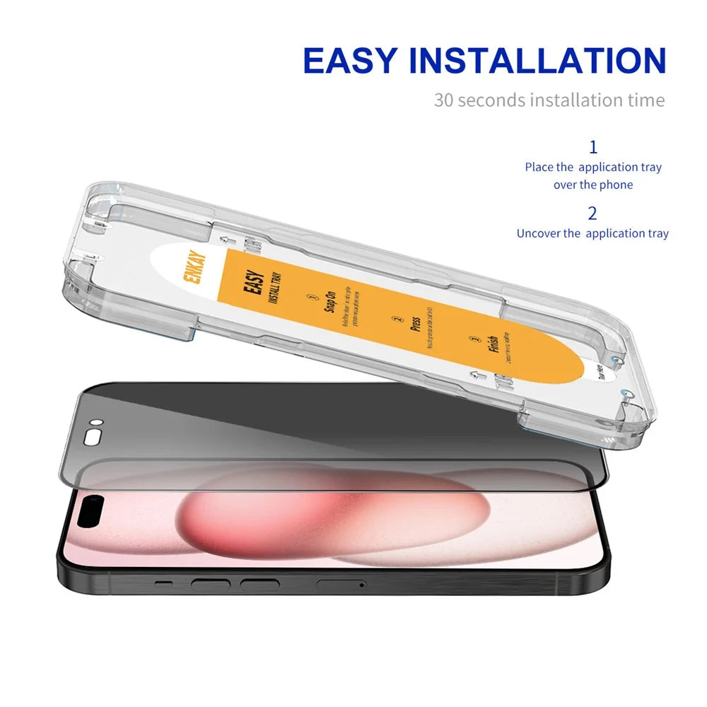 ENKAY HAT PRINCE For iPhone 16 / 15 Screen Protector Silk Printing Film Easy to Install Anti-Spy - 2