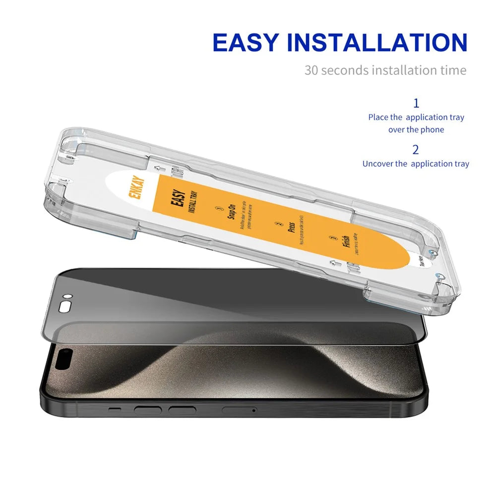 ENKAY HAT PRINCE For iPhone 15 Pro Max Screen Protector Privacy Full Coverage Anti-fingerprint Film - 2