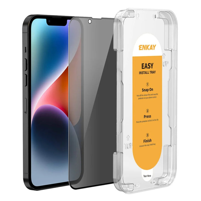 ENKAY HAT PRINCE For iPhone 14 Plus Screen Protector with Easy Installation Tool Anti-Spy Full Cover Film - 1