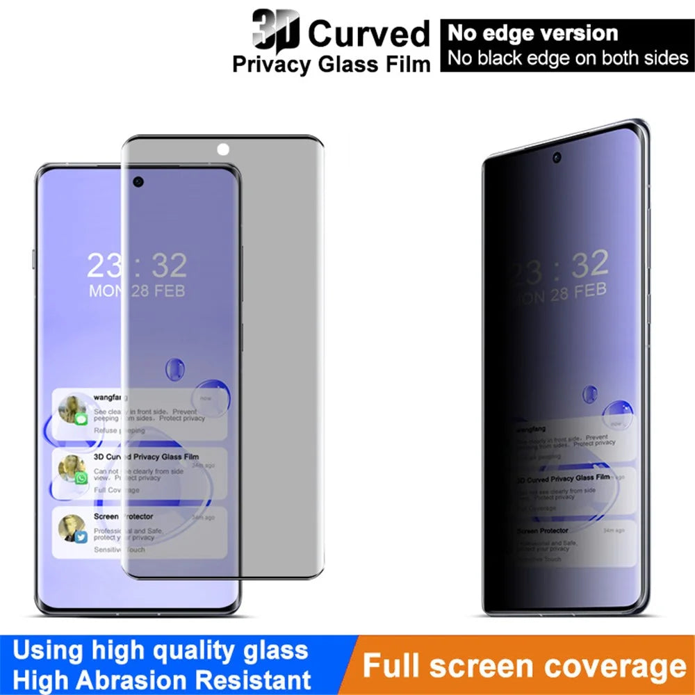 IMAK For Oppo Find X7 5G Tempered Glass Screen Protector Anti-Spy Curved Phone Screen Film - 3