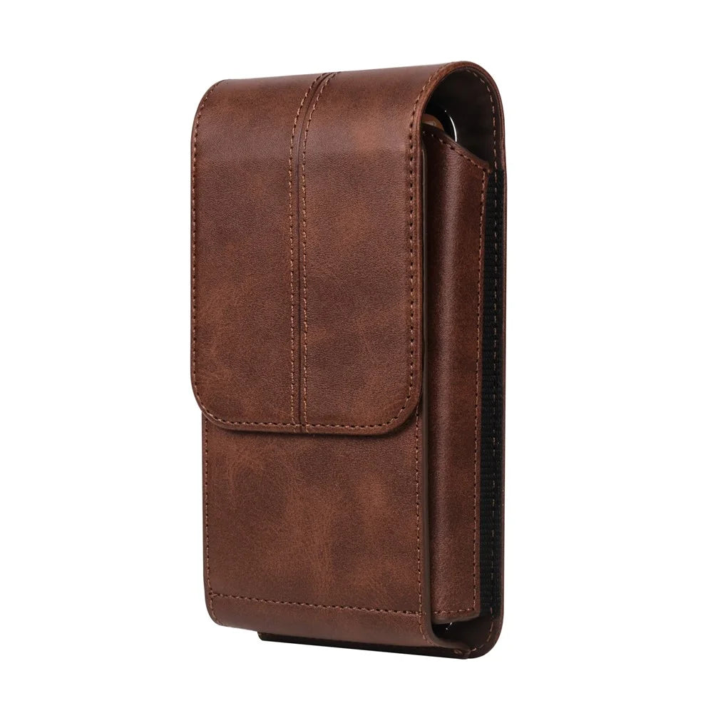 6.1 inch Cell Phone Holster PU Leather Waist Phone Belt Bag with Card Slots - Coffee - 5