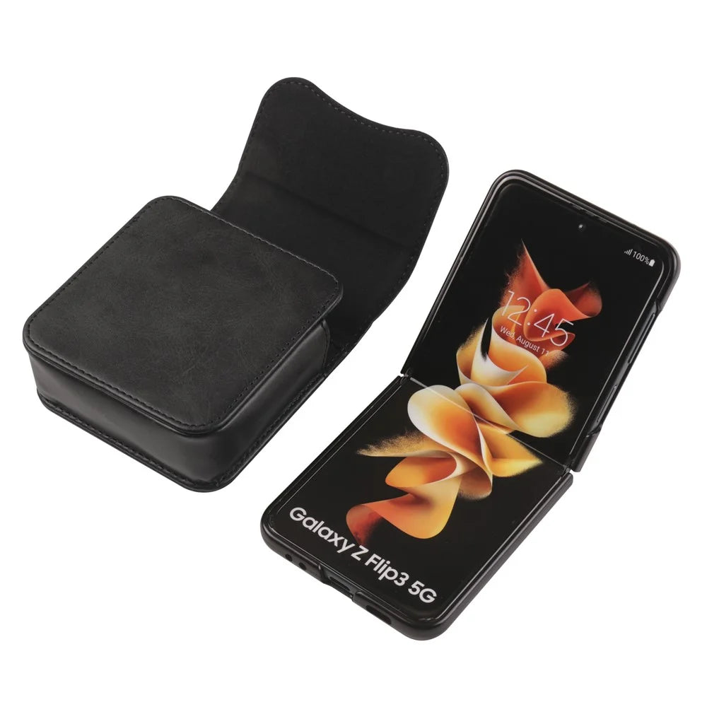 Phone Belt Bag for Universal Folding Cell Phones Magnetic Waist Pouch with Card Slots - Black - 3