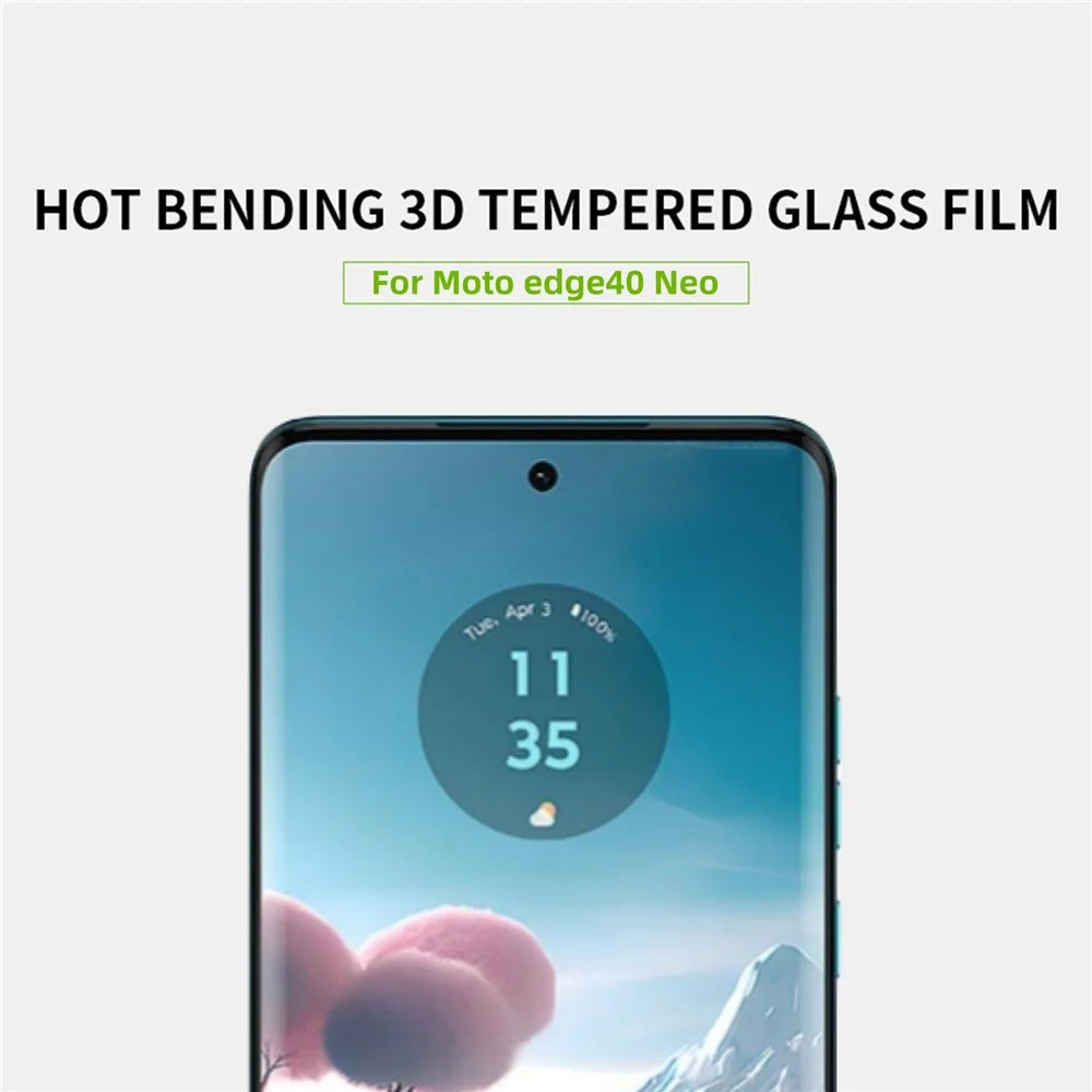 MOFI For Motorola Edge 40 Neo 5G Screen Protector Full Glue Tempered Glass Film 3D Curved Hot Bending - 3