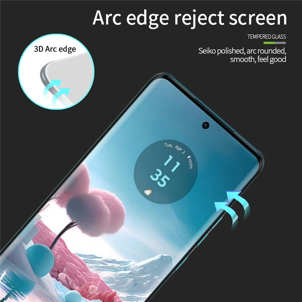 MOFI For Motorola Edge 40 Neo 5G Screen Protector Full Glue Tempered Glass Film 3D Curved Hot Bending - 6