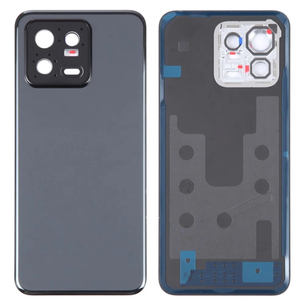 For Xiaomi 13 Back Battery Housing Cover with Camera Ring Lens Cover Spare Part - Black - 1