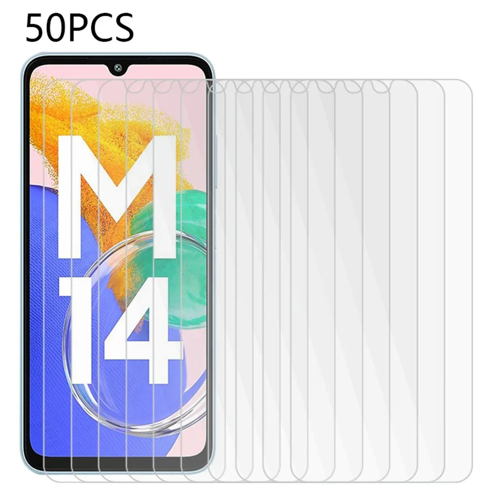 50PCS For 	Samsung Galaxy M14 4G Screen Protector 2.5D Tempered Glass Film 0.3mm Bubble-Free - 1