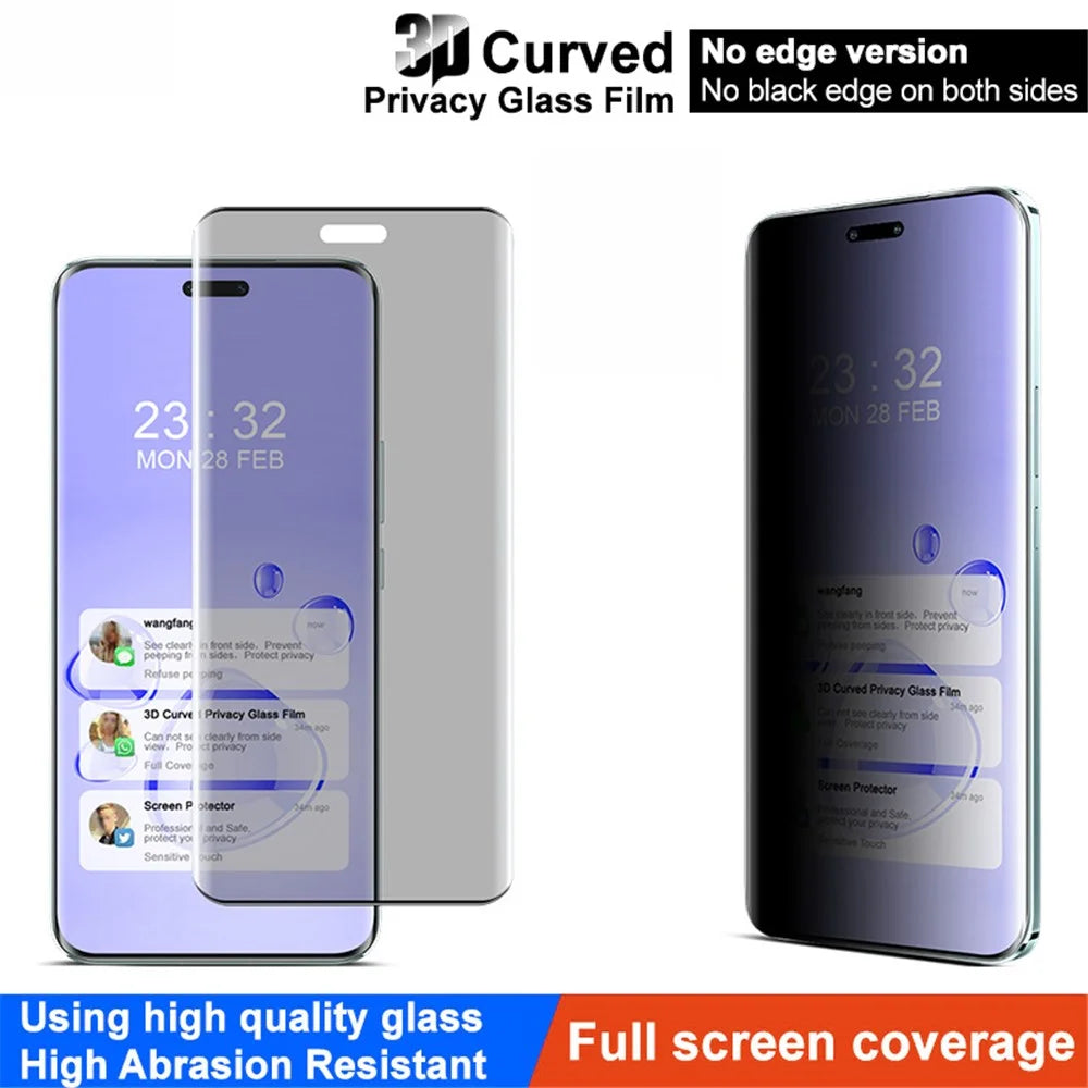 IMAK For Honor Magic6 Pro 5G / Magic6 Ultimate 5G Anti-Spy Screen Film 3D Curved Tempered Glass Full Screen Protector - 3
