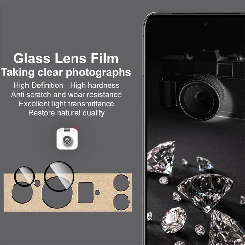 IMAK For Google Pixel 8 Pro Camera Lens Film Metal+Tempered Glass Phone Lens Protector - Gold - 5