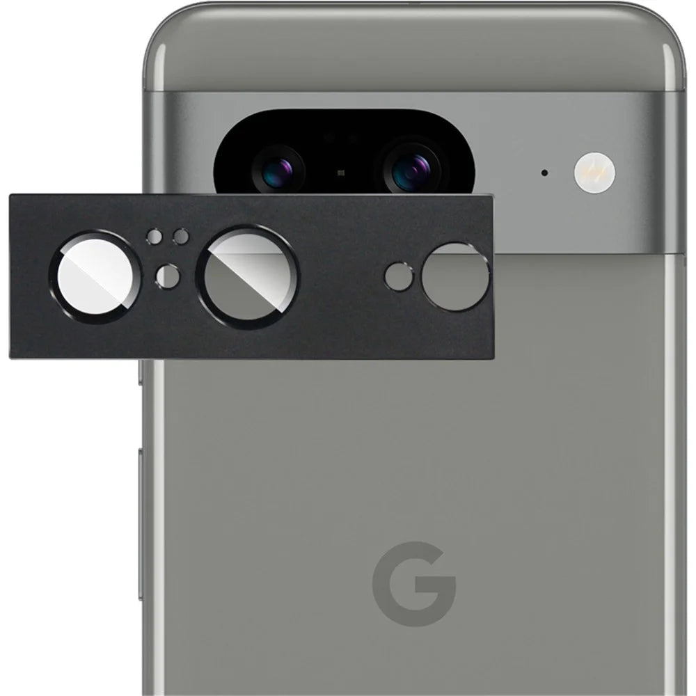 IMAK For Google Pixel 8 Metal+Tempered Glass Camera Lens Film Anti-scratch Lens Protector - Black - 2