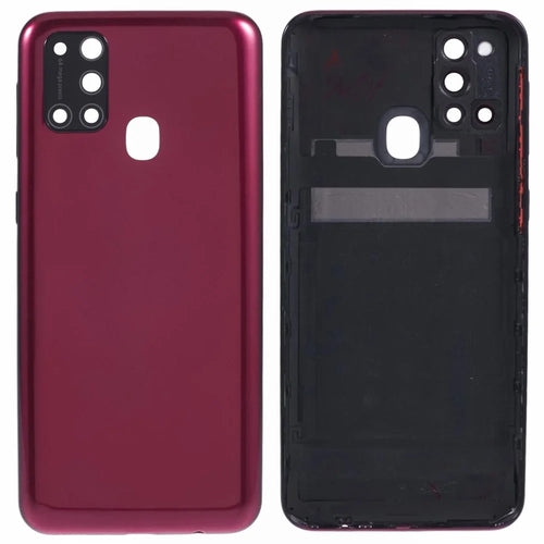 For Samsung Galaxy M31 M315 OEM Battery Housing Cover Repair Part + Camera Lens Cover - Red - 1