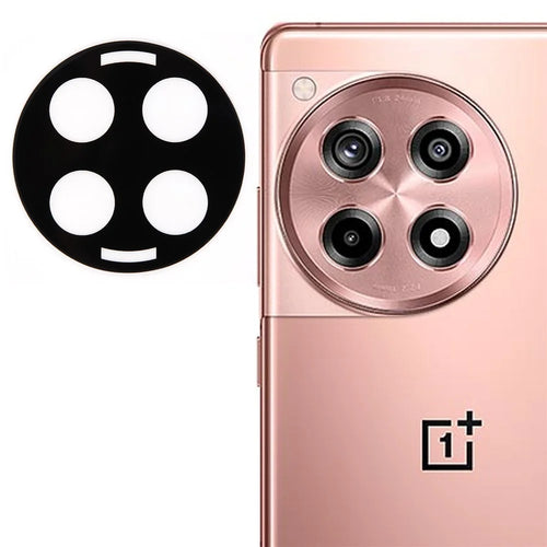 For OnePlus Ace 3 5G / 12R 5G Tempered Glass Lens Film Silk Printing Black Phone Lens Protector - 1