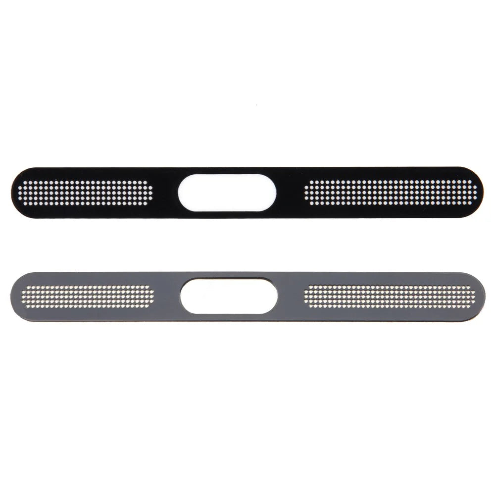 2Pcs for iPhone 12-16 Bottom Speaker Anti-Dust Net Aluminum Sticker - Black+Silver - 1