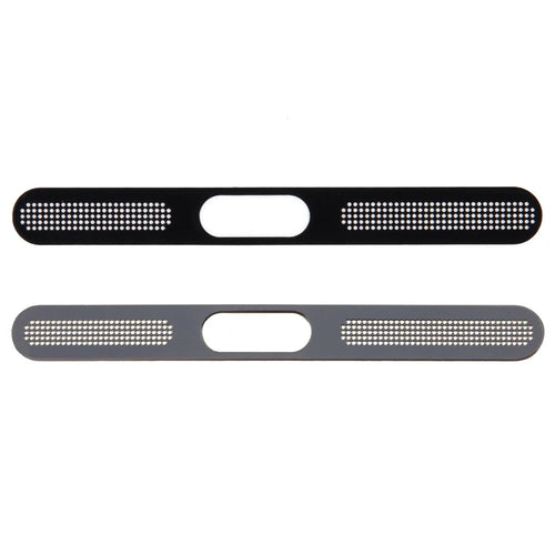 2Pcs for iPhone 12-16 Bottom Speaker Anti-Dust Net Aluminum Sticker - Black+Silver - 1