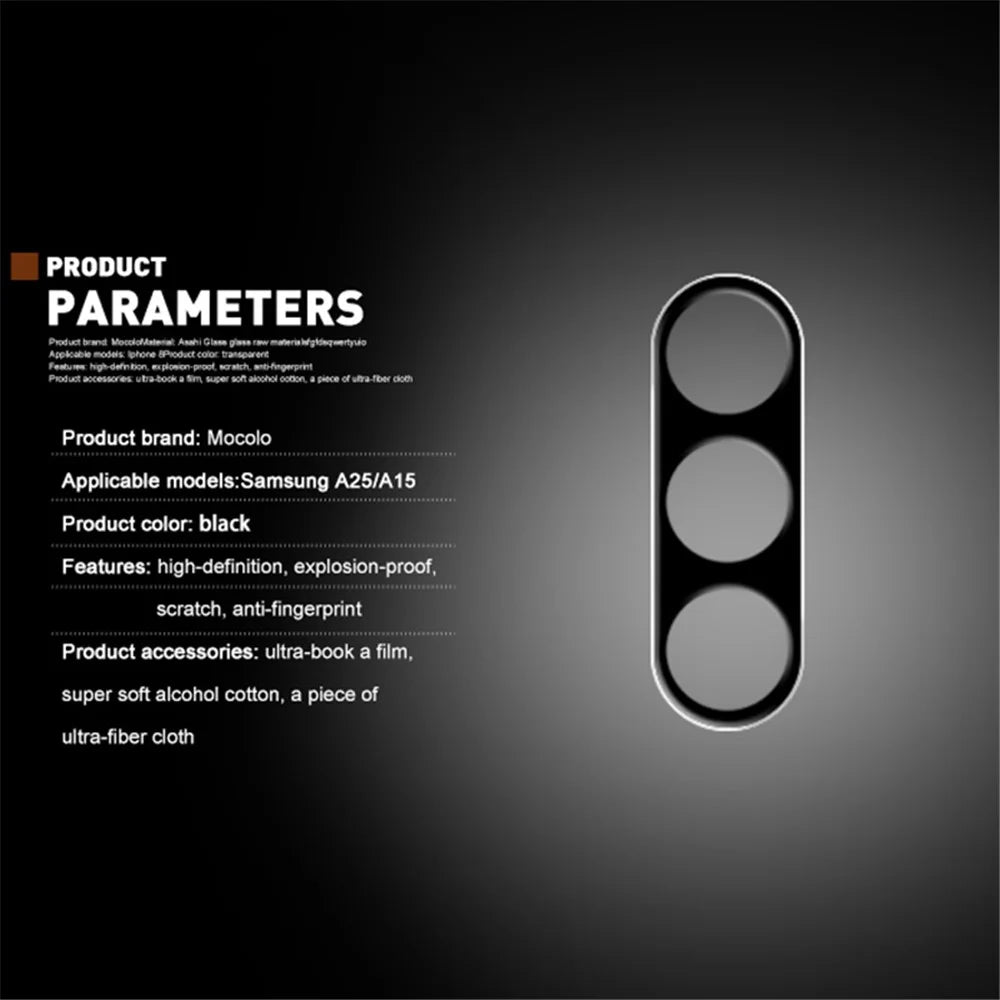 MOCOLO For Samsung Galaxy A15 4G / A15 5G Camera Lens Protector Tempered Glass Anti-explosion Film - Black - 2