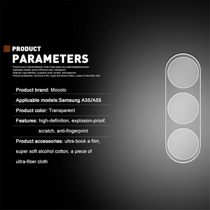 MOCOLO For Samsung Galaxy A55 5G Clear Camera Lens Flim Tempered Glass Lens Protector - 2