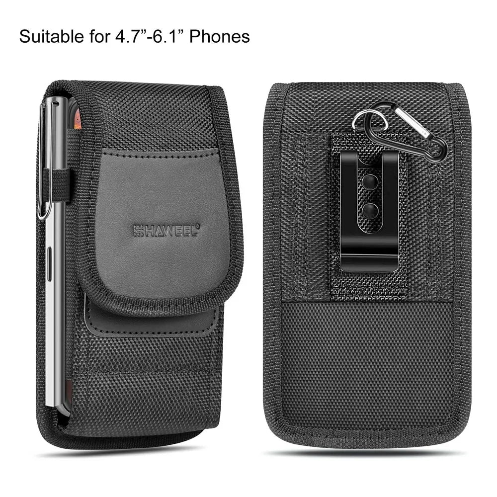 HAWEEL HWL2172B Nylon Vertical 4.7-6.1inch Phone Storage Pouch Men Waist Belt Hanging Bag - 7