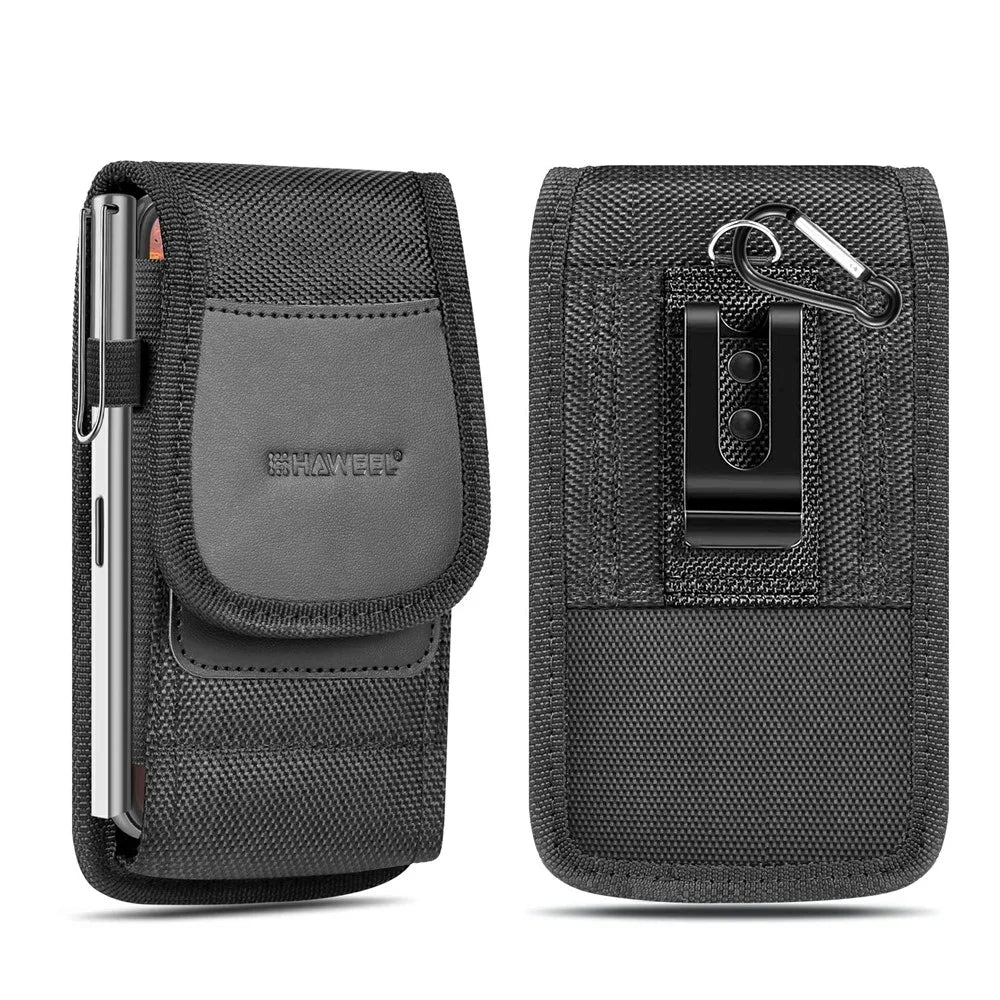 HAWEEL HWL2173B Men Nylon 6.1-6.8inch Phone Storage Vertical Pouch Waist Belt Backpack Strap Hanging Bag - 1