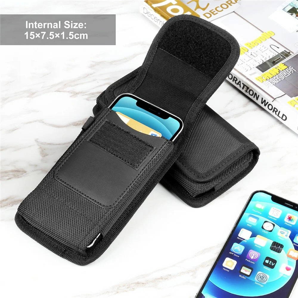 HAWEEL HWL2173B Men Nylon 6.1-6.8inch Phone Storage Vertical Pouch Waist Belt Backpack Strap Hanging Bag - 5