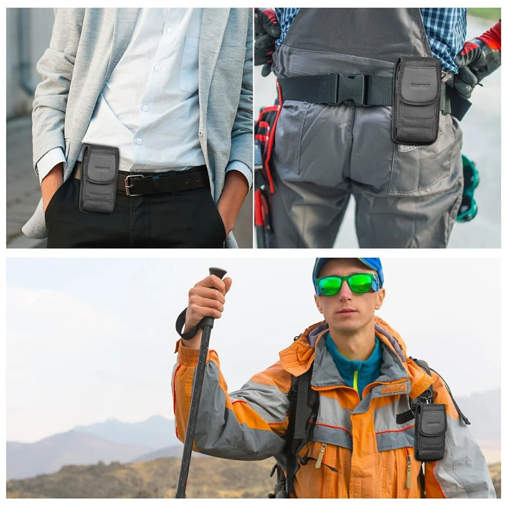 HAWEEL HWL2173B Men Nylon 6.1-6.8inch Phone Storage Vertical Pouch Waist Belt Backpack Strap Hanging Bag - 6