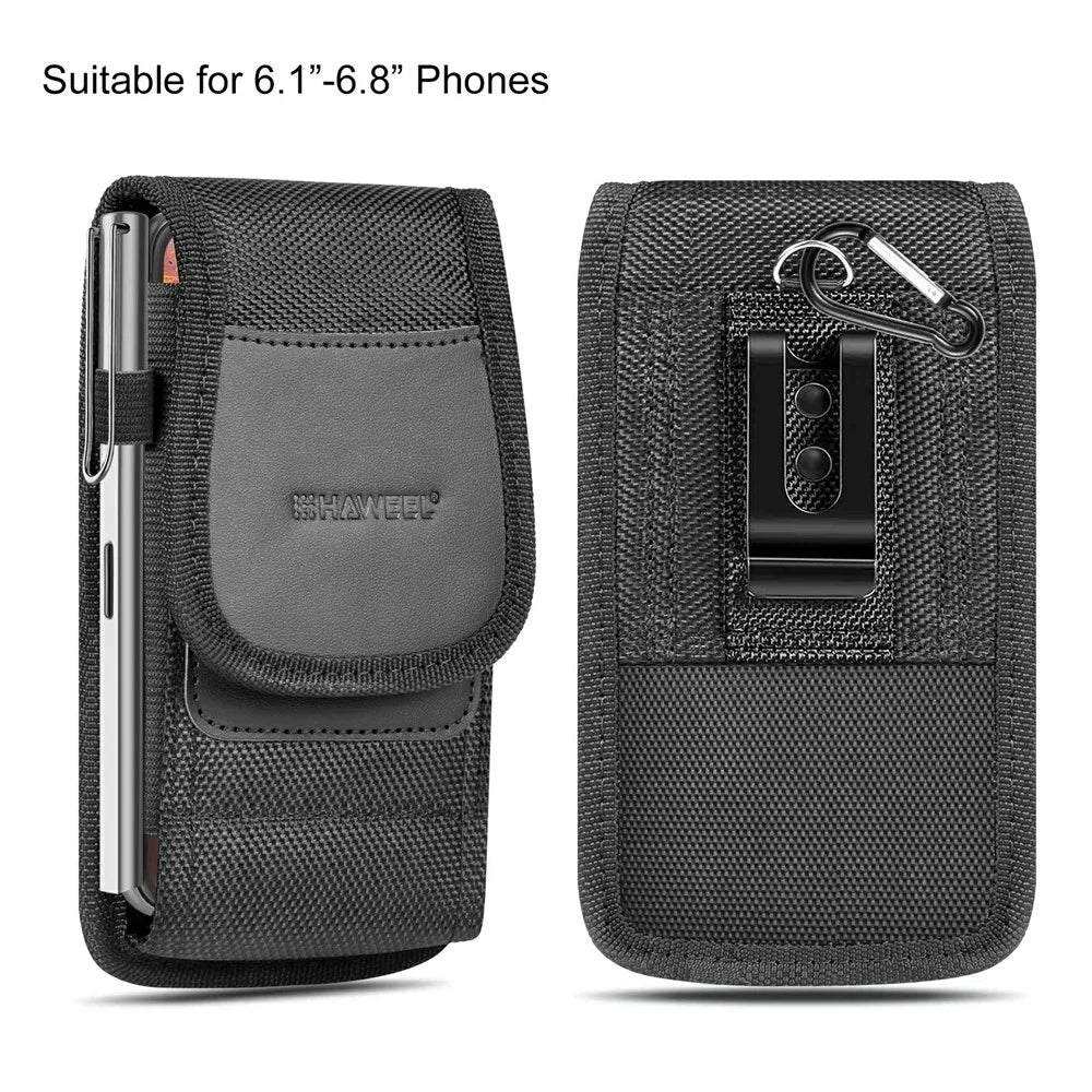 HAWEEL HWL2173B Men Nylon 6.1-6.8inch Phone Storage Vertical Pouch Waist Belt Backpack Strap Hanging Bag - 7
