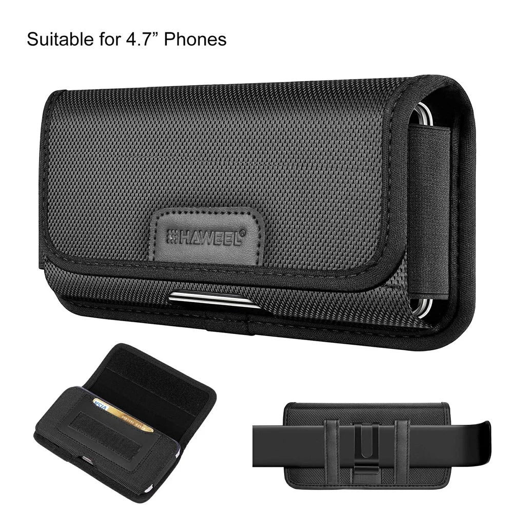 HAWEEL HWL2174B Horizontal Cellphone Nylon Storage Pouch Men Belt Hanging Bag for Phone within 4.7-inch - 7