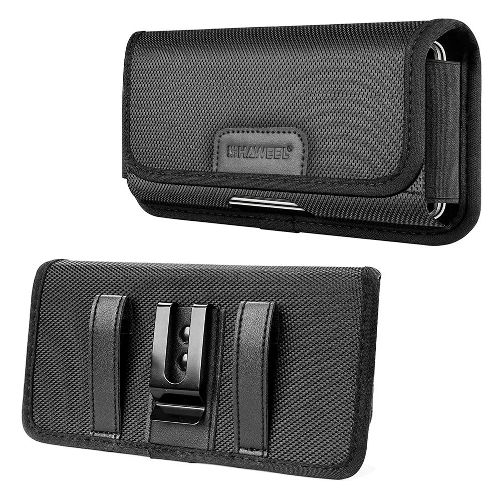 HAWEEL HWL2176B Horizontal 6.1-6.8inch Cellphone Nylon Storage Pouch Men Belt Hanging Bag - 1