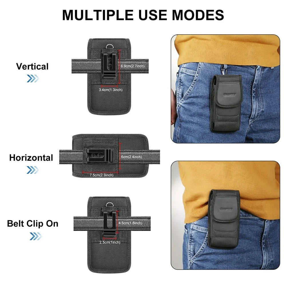 HAWEEL HWL2171B Vertical Cellphone Storage Pouch Nylon Men Waist Belt Hanging Bag for Phone within 4.7-inch - 4
