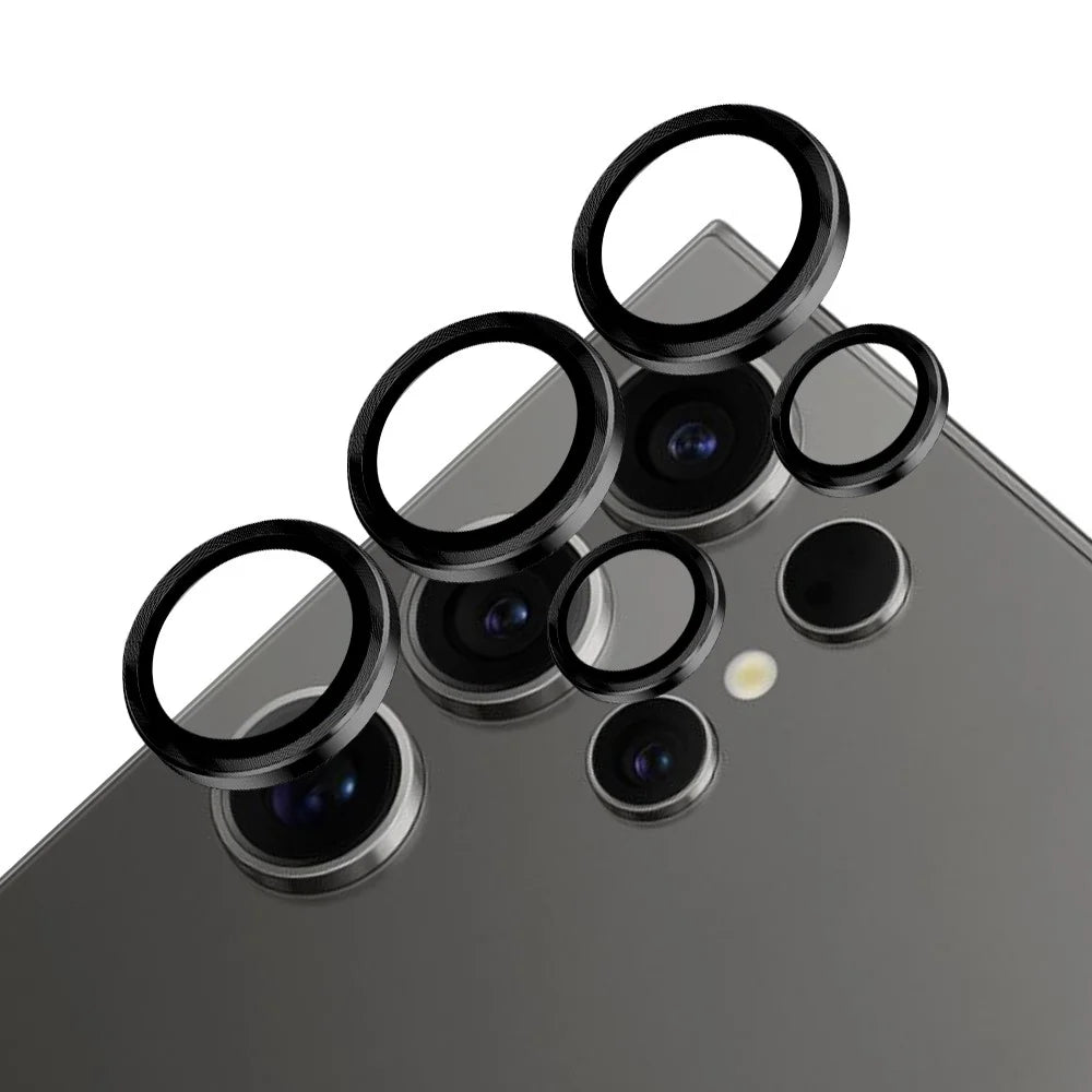 NORTHJO 1 Set For Samsung Galaxy S24 Ultra Camera Lens Film CD Vein Metal Ring + Tempered Glass Lens Film - Black - 2