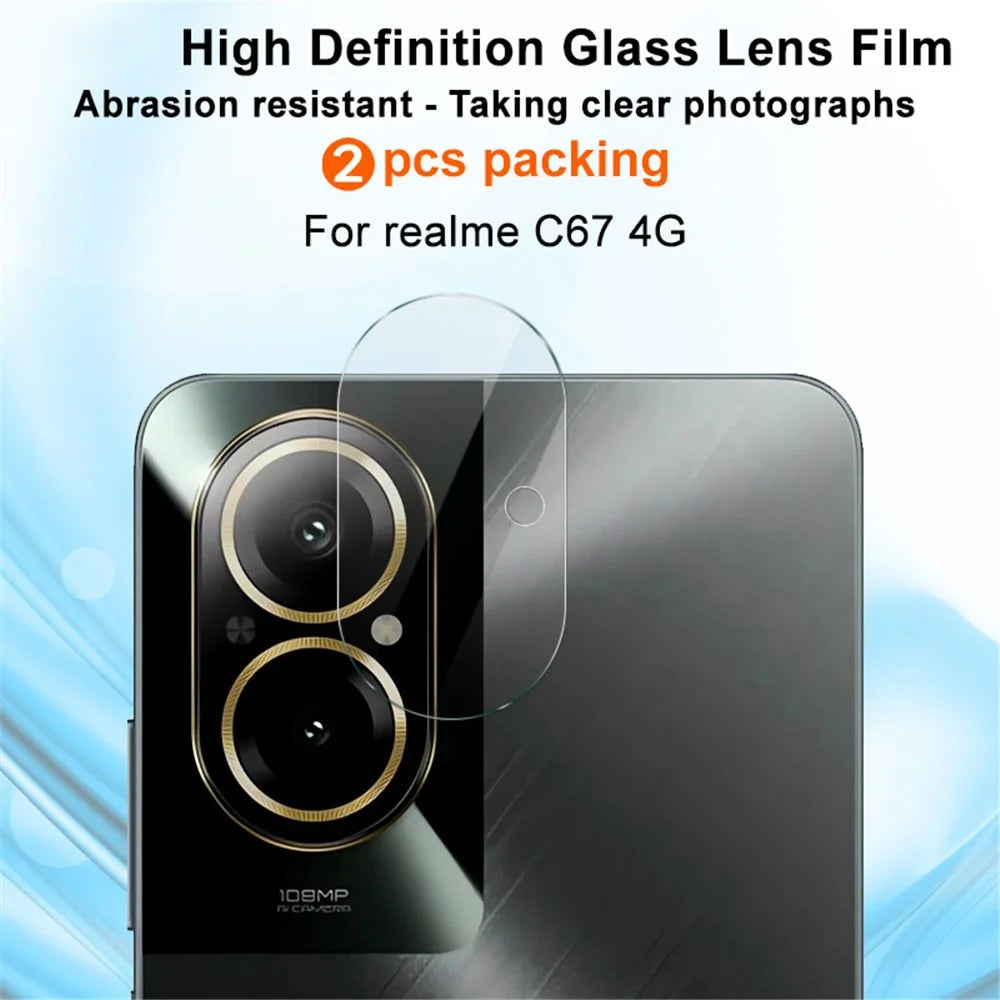 IMAK 2Pcs  /  Set for Realme C67 4G Lens Cover Film Tempered Glass HD Clear Camera Lens Protector - 2