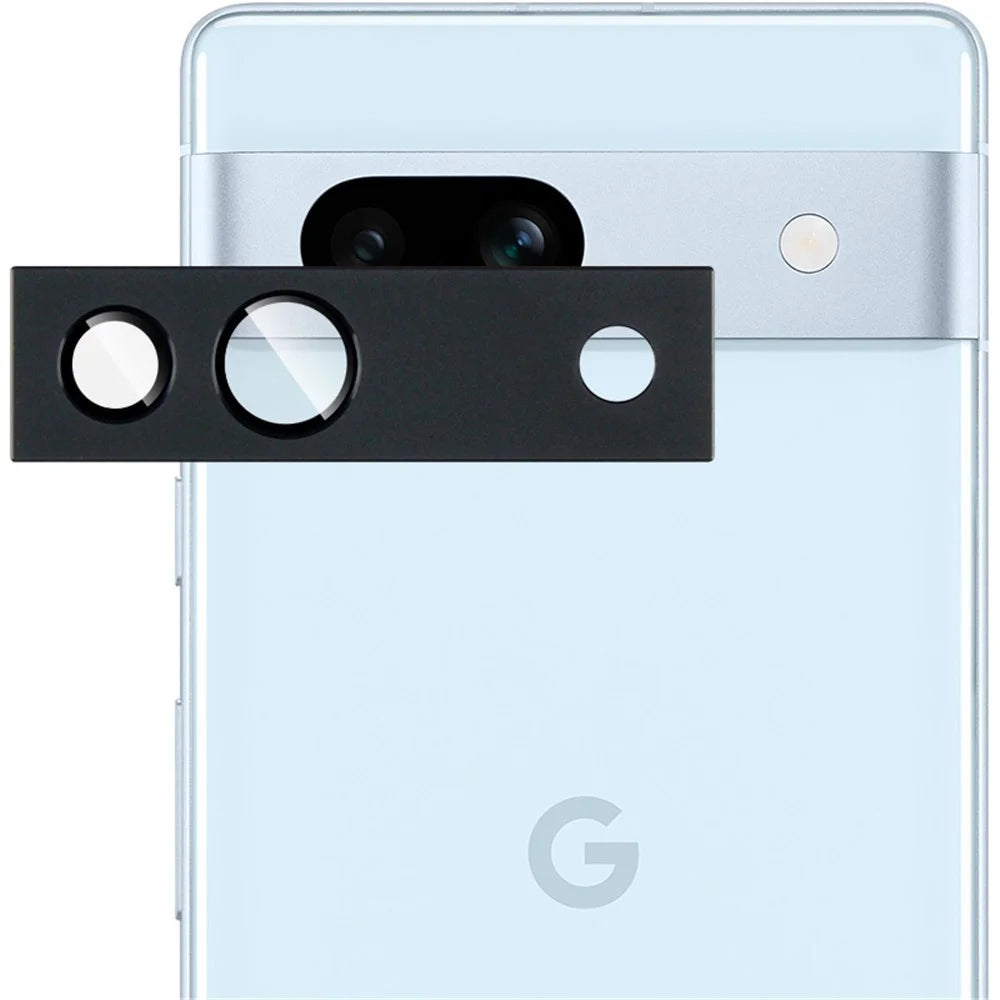 IMAK For Google Pixel 7a Camera Lens Protector Scratch-resistant Metal+Tempered Glass Lens Film - Black - 4