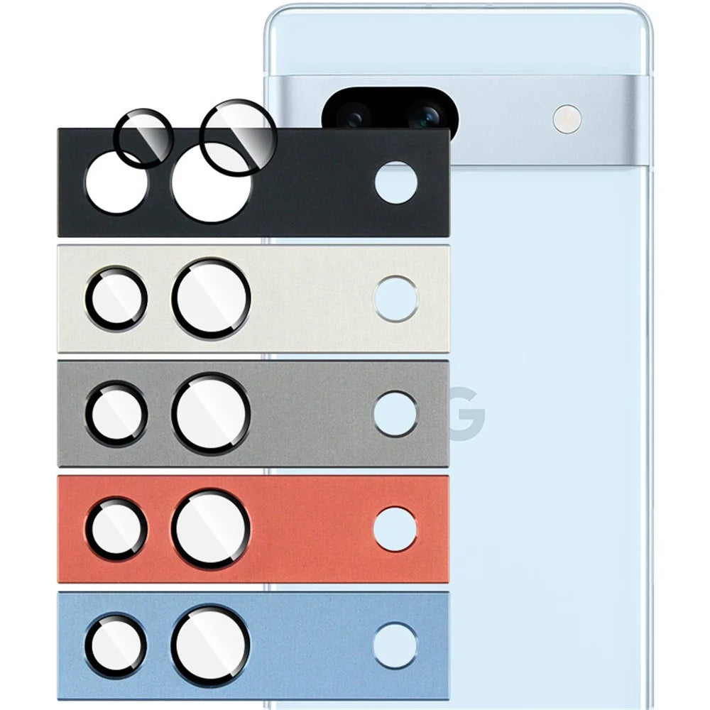 IMAK For Google Pixel 7a Camera Lens Protector Scratch-resistant Metal+Tempered Glass Lens Film - Black - 6