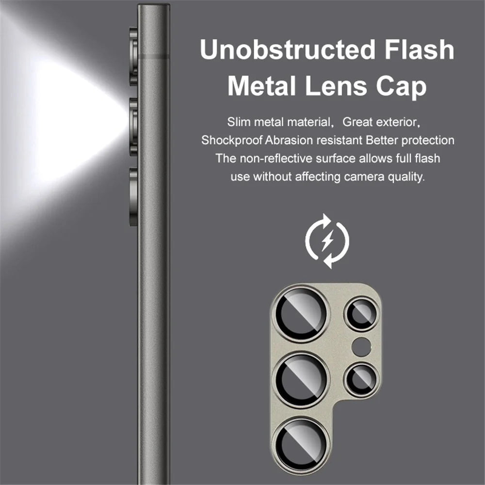 IMAK For Samsung Galaxy S24 Ultra Camera Lens Protector Metal+Tempered Glass Rear Lens Film - Black - 3