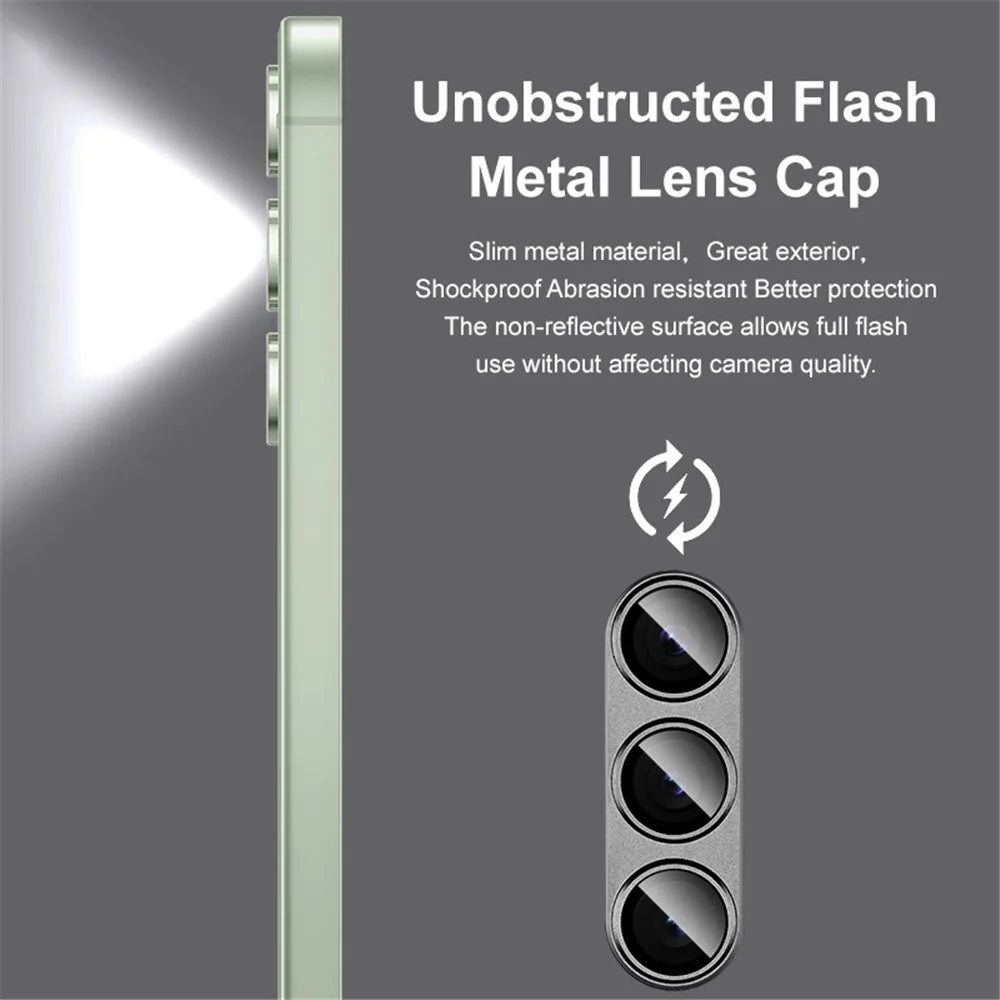 IMAK For Samsung Galaxy S24+ Camera Lens Protector Metal+Tempered Glass Phone Rear Lens Film - Black - 3