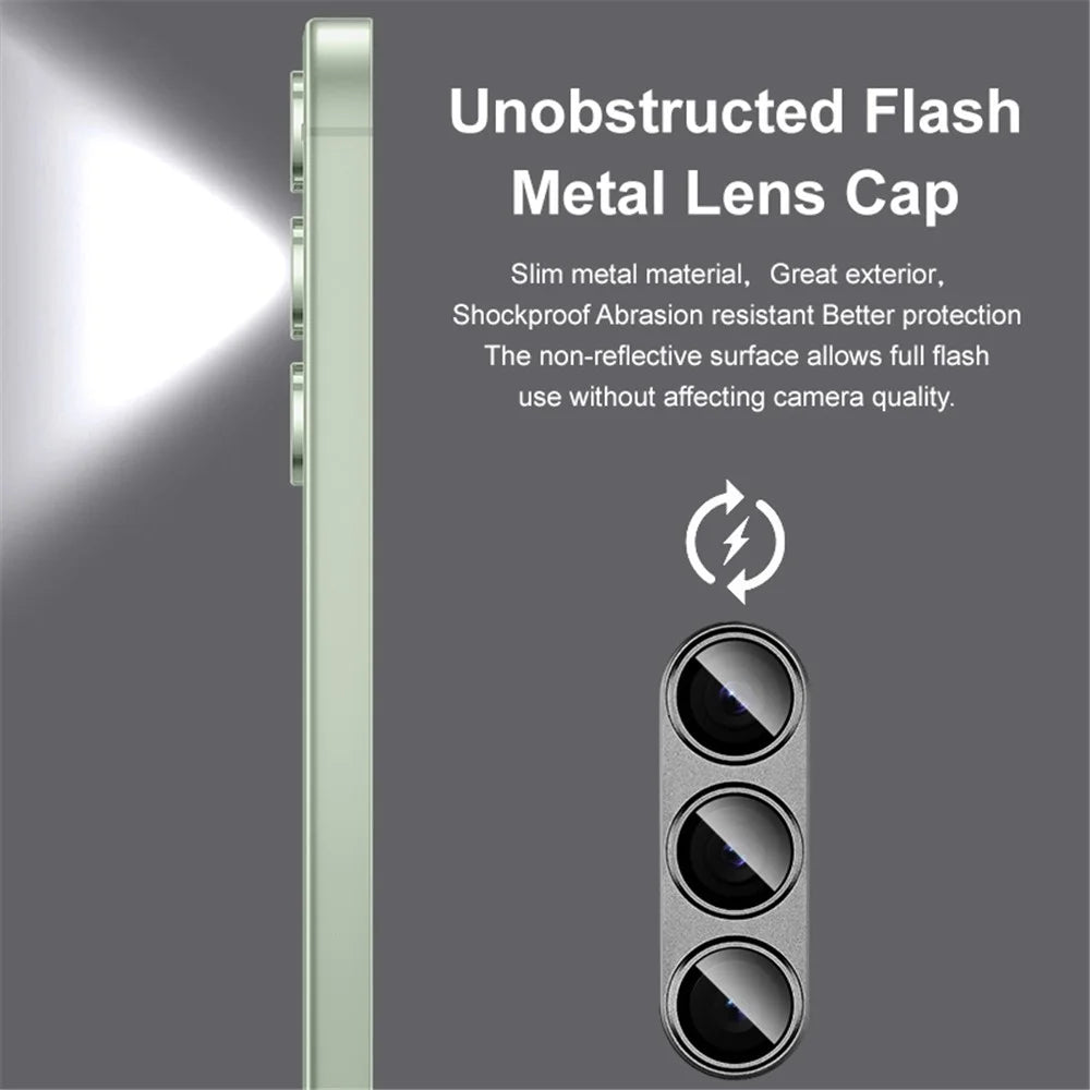 IMAK For Samsung Galaxy S24 Camera Lens Protector Anti-Scratch Metal+Tempered Glass Lens Film - Black - 7