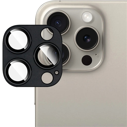 IMAK For iPhone 15 Pro / 15 Pro Max Camera Lens Protector HD Clear Metal+Tempered Glass Lens Film - Black - 1