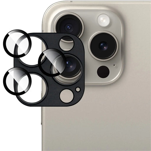 IMAK For iPhone 15 Pro / 15 Pro Max Camera Lens Protector HD Clear Metal+Tempered Glass Lens Film - Black - 2