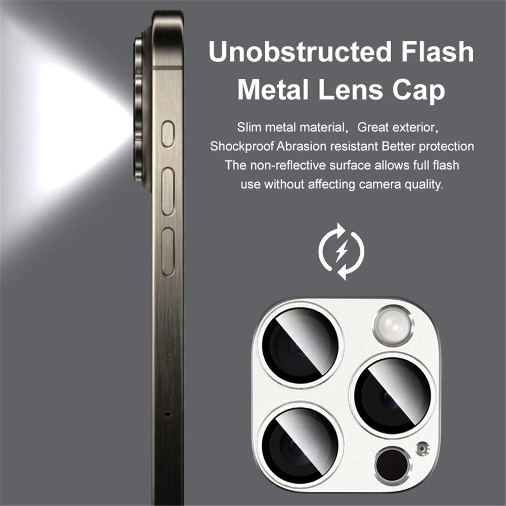 IMAK For iPhone 15 Pro / 15 Pro Max Camera Lens Protector HD Clear Metal+Tempered Glass Lens Film - Black - 7