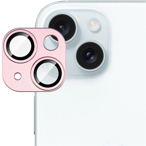 IMAK For iPhone 15 / 15 Plus Camera Lens Protector Scratch-resistant Metal+Tempered Glass Lens Film - Pink - 1