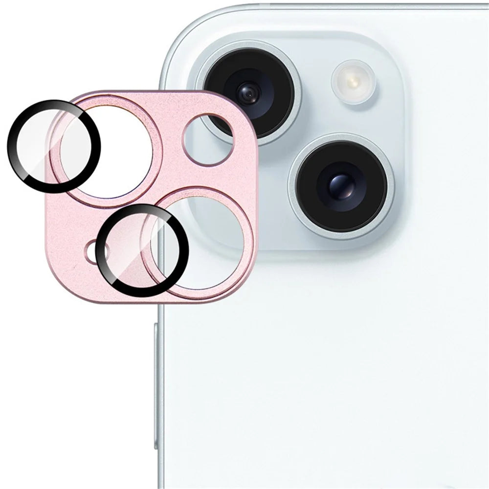 IMAK For iPhone 15 / 15 Plus Camera Lens Protector Scratch-resistant Metal+Tempered Glass Lens Film - Pink - 4