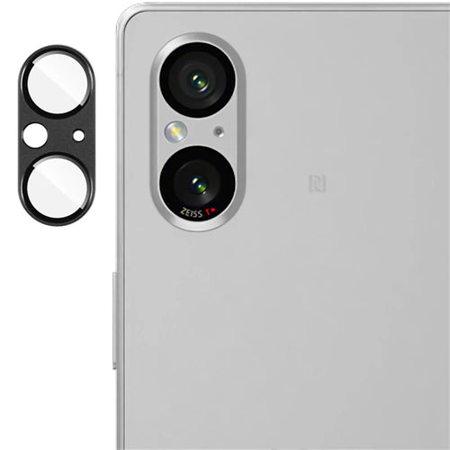 IMAK For Sony Xperia 5 V Camera Rear Lens Protector Anti-scratch Metal+Tempered Glass Lens Film - Black - 1