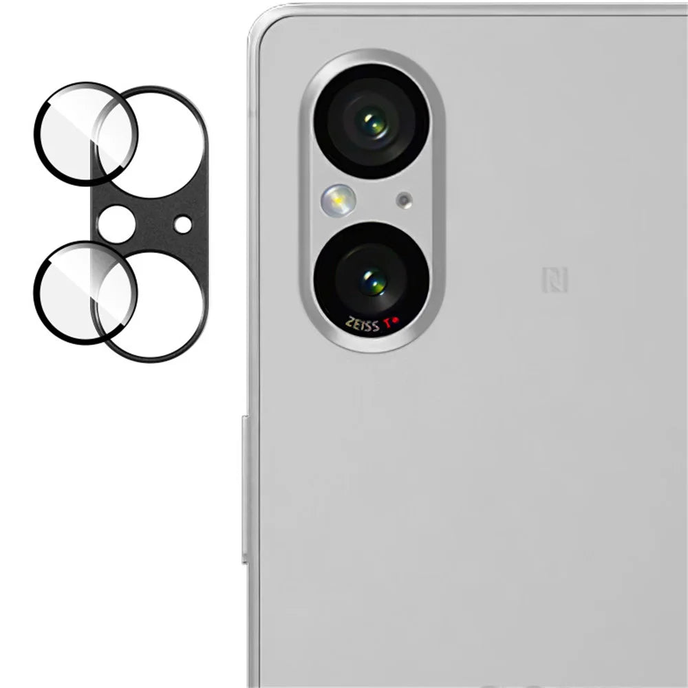 IMAK For Sony Xperia 5 V Camera Rear Lens Protector Anti-scratch Metal+Tempered Glass Lens Film - Black - 4