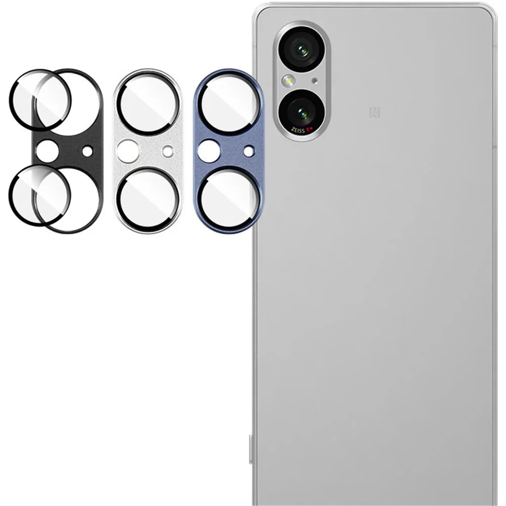 IMAK For Sony Xperia 5 V Camera Rear Lens Protector Anti-scratch Metal+Tempered Glass Lens Film - Black - 7