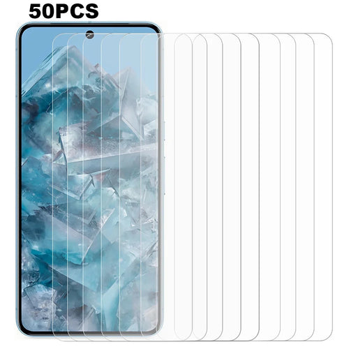 50Pcs Screen Protector for Google Pixel 8a Super Clear Tempered Glass Phone Screen Film (No Package, with Wipes Set, Dust-absorber, Guide Sticker) - 1