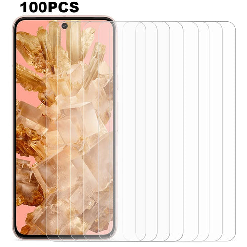 100Pcs For Google Pixel 8 Screen Protector Ultra-Clear Phone Tempered Glass Film (No Package, with Wipes Set, Dust-absorber, Guide Sticker) - 1
