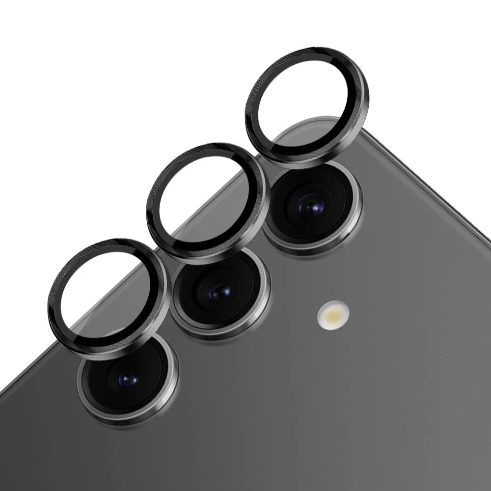 NORTHJO 1 Set For Samsung Galaxy S24+ Camera Lens Protector CD Vein Metal Ring + Tempered Glass Lens Film - Black - 2