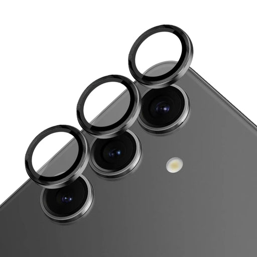 NORTHJO 1 Set For Samsung Galaxy S24+ Camera Lens Protector CD Vein Metal Ring + Tempered Glass Lens Film - Black - 2