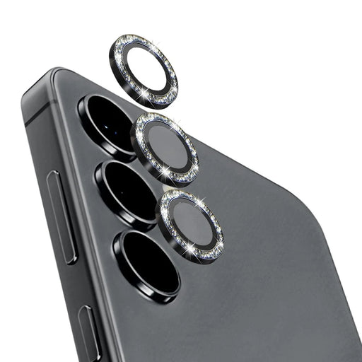 NORTHJO For Samsung Galaxy S24+ 1 Set Camera Lens Protector Glitter Metal Ring Ultra Clear Lens Film - Black - 1