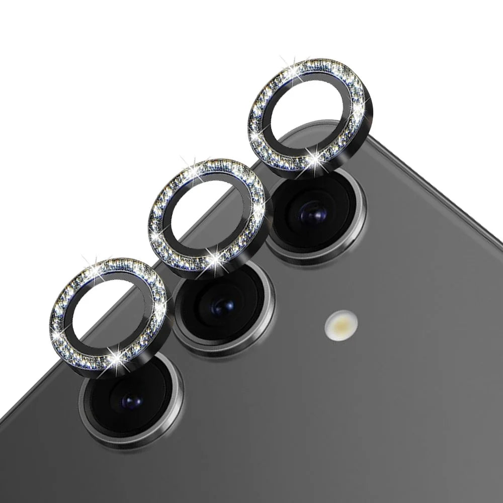 NORTHJO For Samsung Galaxy S24+ 1 Set Camera Lens Protector Glitter Metal Ring Ultra Clear Lens Film - Black - 2