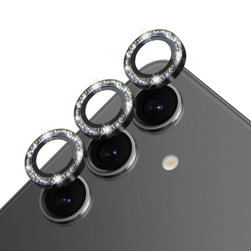 NORTHJO For Samsung Galaxy S24+ 1 Set Camera Lens Protector Glitter Metal Ring Ultra Clear Lens Film - Black - 2