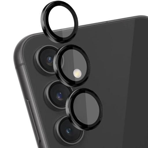 NORTHJO 1 Set For Samsung Galaxy S23 FE Camera Lens Protector Tempered Glass Rear Lens Film with CD Vein Metal Ring - Black - 1